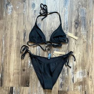 Skims Onyx Recycled Triangle Top and Dippy Tie Bottoms Set